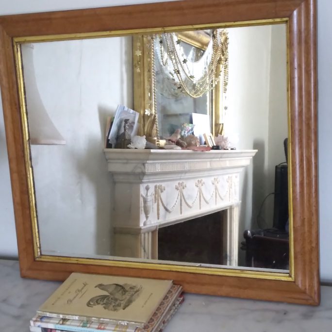 Victorian birds eye maple mirror frame
