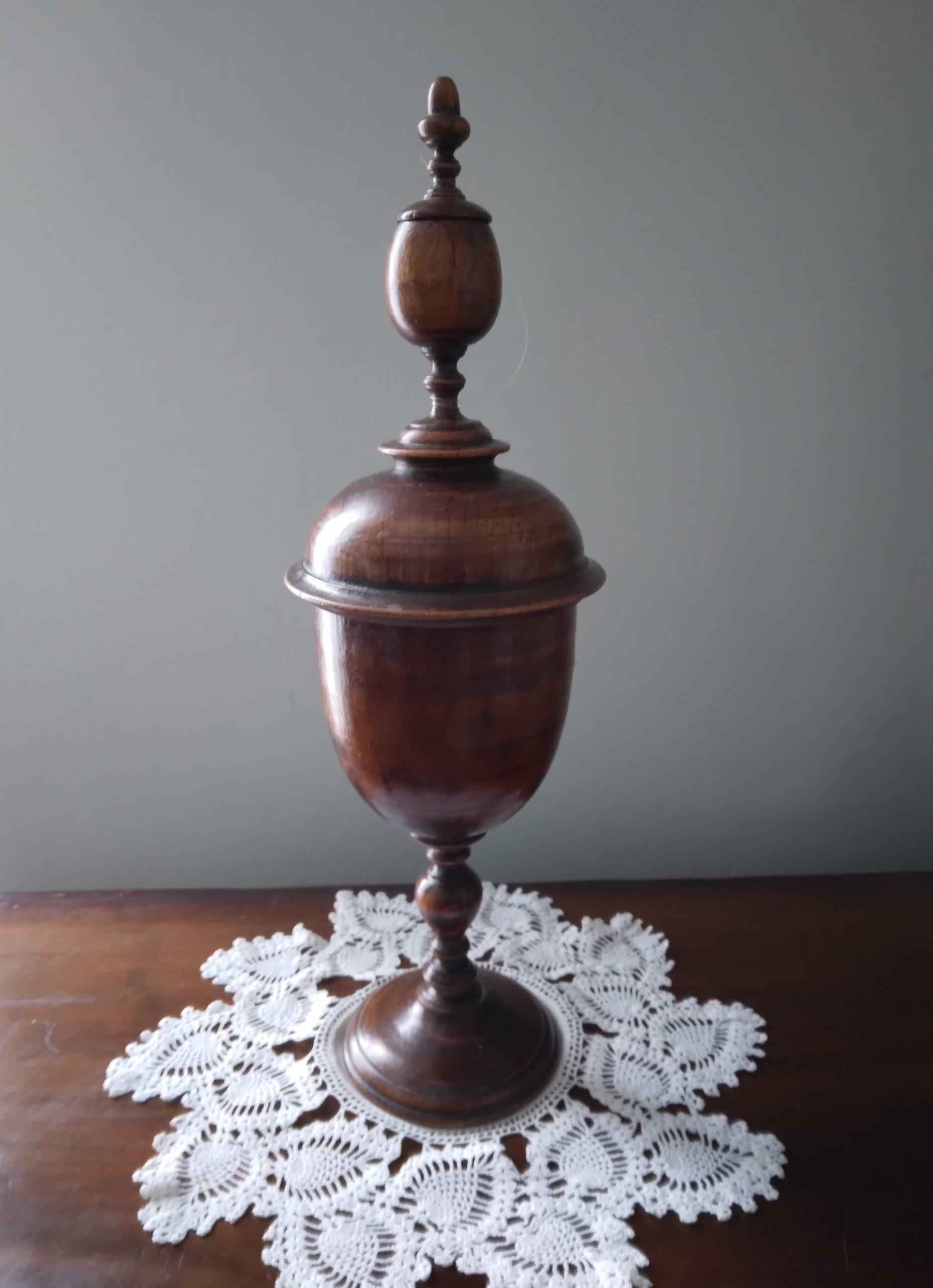Fruitwood goblet and cover C17th style