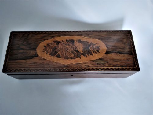 Tunbridge ware glove box, pillow top