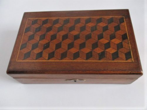 Edwardian oak box with parquetry