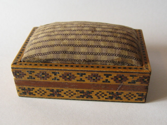 Antique Tunbridge ware pin cushion box