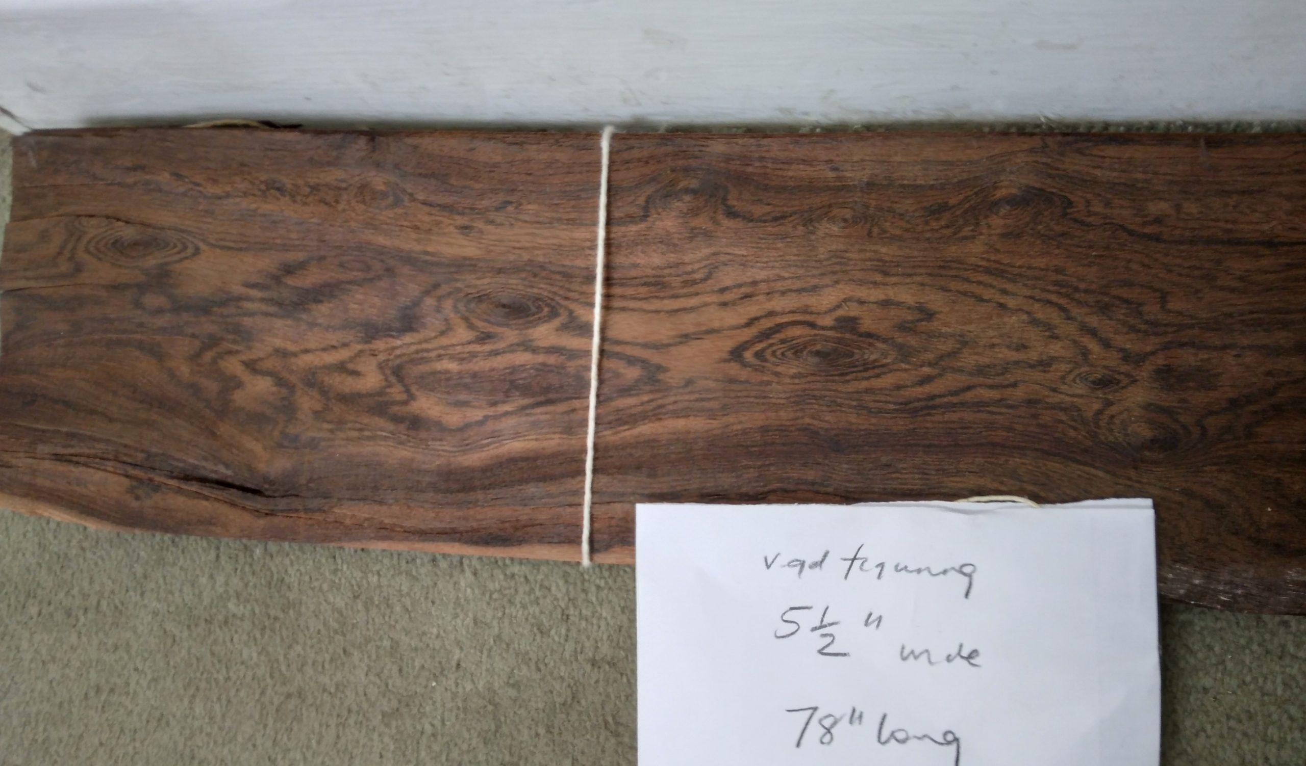 Rio rosewood antique veneer, 78 inches long