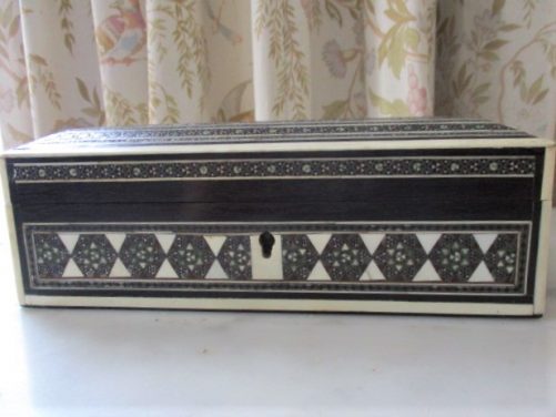 Antique sadeli micro mosaic trinket box
