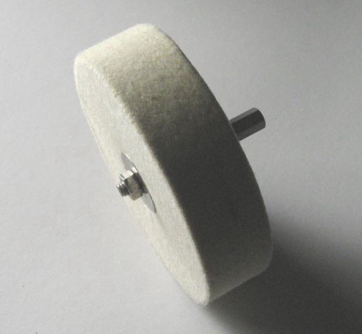 White wool sharpening wheel for metal polishing, gouges