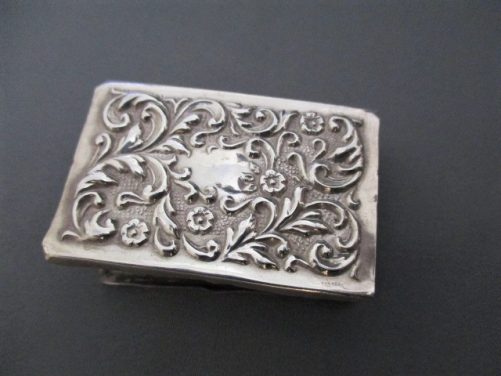 Silver match box caver, floral