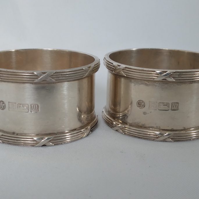 Pair of silver napkin rings, Millington