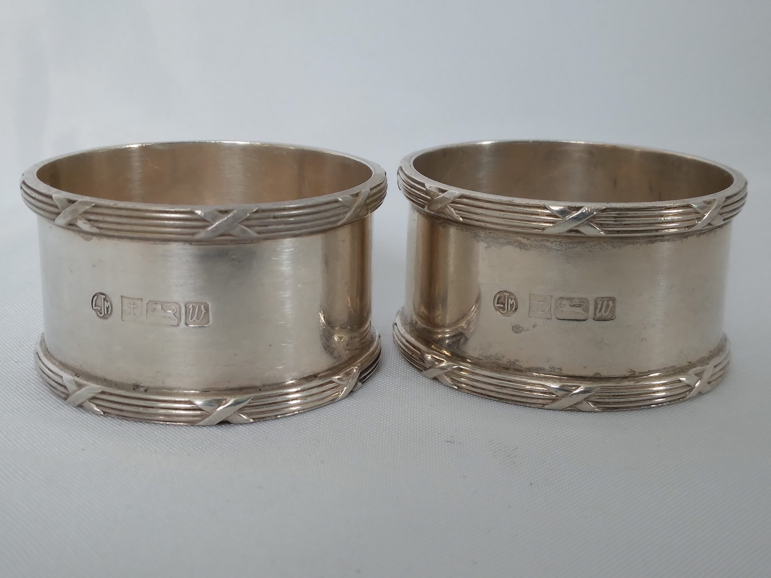 Pair of silver napkin rings, Millington