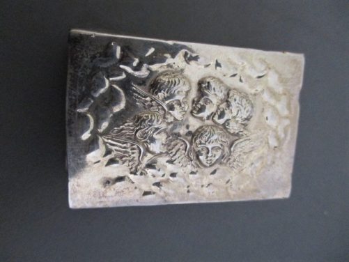 Silver match box cover, Reynolds angels